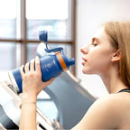 IDEUS Insulated Stainless Steel Water Bottle with 2 Leak-Proof Lids, Thermal Water Flask for Hiking Biking, 32oz, Bright Blue