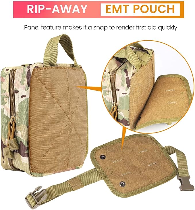 Medical Molle Pouch Tactical - 1000D Nylon First Aid Pouch, Big Capacity EMT Pouch Utility, Heavy Duty Military Grade Rip-Away Ifak Pouch for Home and Outdoor Activities（Bag Only