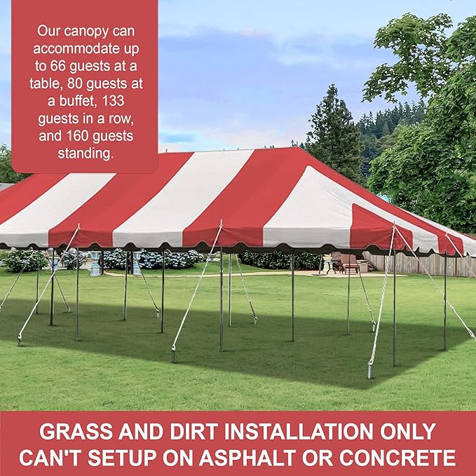 Party Tents Direct 20'x40' Weekender Canopy Pole Tent - Easy Up Canopy Tent with 160 Person Capacity - Outdoor Canopies for Parties, Weddings, & Events (Red/White Top)