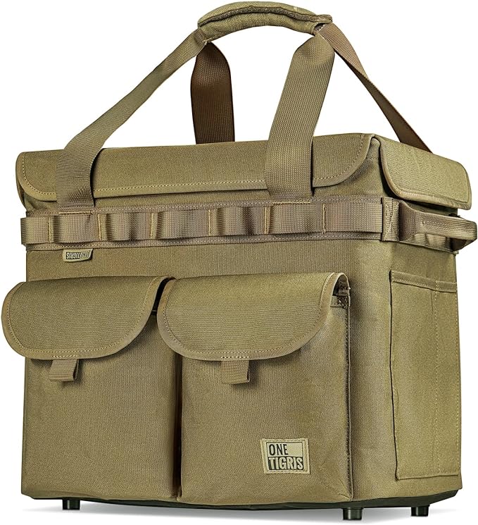 OneTigris Camping Storage Bag with Lid, 25L Collapsible Tactical Tote Bag for Outdoor Camping Travel Picnic Garage Trunk Organizer