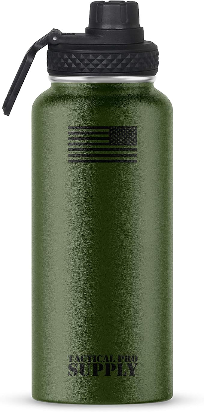 Tactical Pro Supply 32 oz. Patriotic Water Bottles | Decorated in the USA | Made with Premium Stainless Steel Material | Double Wall Vacuum Water Bottle Insulated