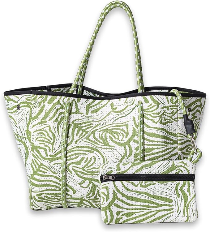 POPUPS Large Neoprene Tote Bag for Women – Stylish Work, Beach, Travel Bag with Pockets, Rope Handles with Zipper Pouch