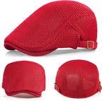 2 Pack Men's Mesh Cap Breathable Summer Newsboy Hat Adjustable Beret Ivy Cap Irish Cabbie Driving Hunting Hats