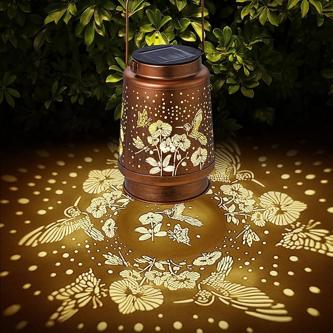 Solar Lanterns Outdoor Waterproof Hummingbird Garden Decorations Gifts for Women Gifts for Mom Grandma Birthday Gifts Hanging Solar Lanterns Outdoor for Patio Decoration, Deck, Lawn, Passageway