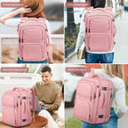 Travel Backpack for Women, Expandable Carry on Backpack, TSA 17.3 inch Laptop Bag Flight Approved, Lightweight Waterproof Business Luggage Bag, Travel Gifts for Women, Pink