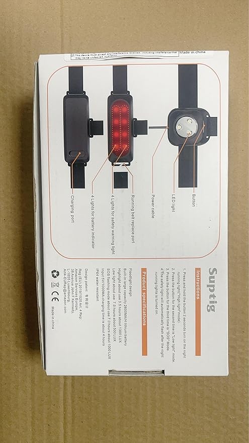 Suptig Outdoor Night Running Lights for Running Camping Hiking Jogging Outdoor Adventure- Hands-Free, Bright and Water-Resistant