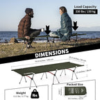 Naturehike ArmyWild Folding Camping Cot, Height Adjustable Ultralight Backpacking Cot, Portable Camping Bed for Camping Hiking Travel Home