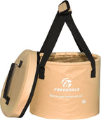 Freegrace Premium Collapsible Bucket -Multifunctional Folding Bucket -Perfect Gear for Camping, Hiking & Travel (Khaki, 10L(Upgraded))