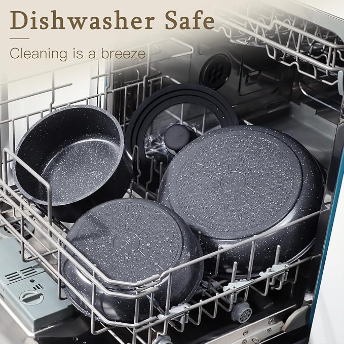 GiPP Ceramic Pots and Pans Set Non Stick, Nonstick Detachable Handle Cookware Sets, Healthy Non Toxic PFAS PFOA & PTFE Free, Dishwasher ＆Oven Safe, Induction Kitchen Pot and Pan, 8 Piece Grey