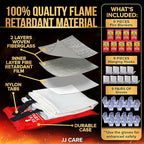 JJ CARE Fire Blanket – 9 Packs with Hooks and Gloves – 40” x 40” Fire Blankets Emergency for Home and Kitchen, High Heat Resistant and Flame Protection for Kitchen, Car, Office, Camping & Home Safety
