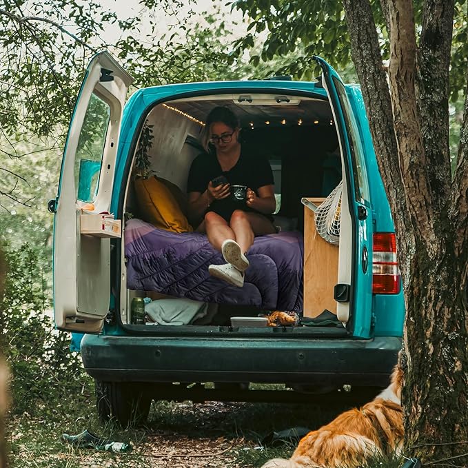 zzlamb Camping Blanket, Outdoor Lightweight Travel Blanket Puffy Portable Down Alternative, Windproof Warm Cloak with Snaps, Cozy Quilt Backpacking Picnic RV Plane Car Hammock Beach Climbing