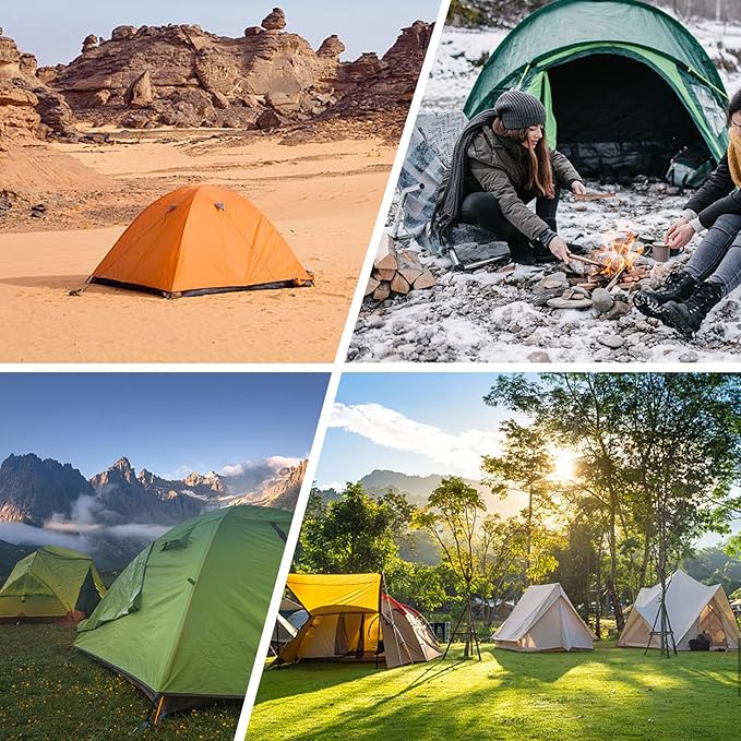 Tent Stakes,20 Pack Non-Rust Camping Family Tent Pop Up Tent Stakes,Heavy Duty Metal Tent Pegs,Steel Ground Stakes,Camping Stakes Canopy Stakes for Outdoor Camping Canopy and Tarp,with 8x10FT Ropes