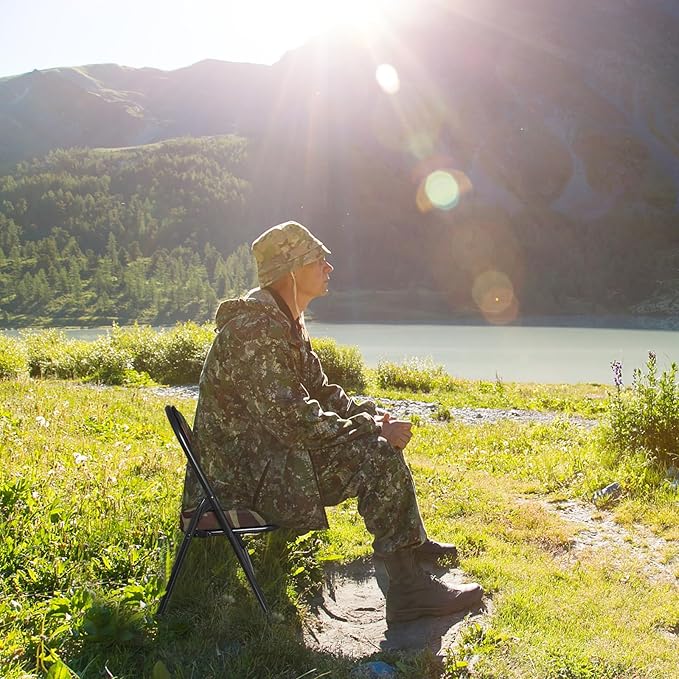 Mini Padded Folding Chairs, Garage Stool, Portable Camping Chair with Cushion, Lightweight Lawn Chair, for Outdoor Sports Events, Patio, Fishing, Hiking, Hunting, Picnic, Beach (Camo Green)