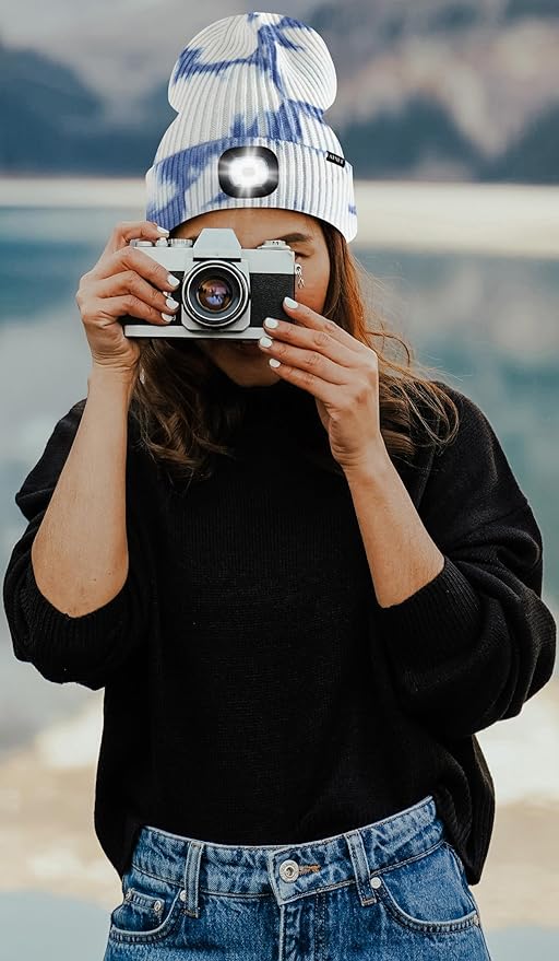 ATNKE LED Lighted Beanie Hat,USB Rechargeable 4 LED Running Headlamp Bright Cap with The Light Gifts for Men and Women