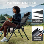 Portal Reclining Camping Chair with Adjustable Back Folding Camp Recliner for Adults Portable High Back Oversized, 400LBS (Black)