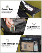 KingCamp Oversized Camping Folding Chair, Heavy Duty 450 LBS with Lumbar Support, Padded seat with Cup Holder&Cooler Bag, Ideal for Camp, Fishing, Sports Event, Backyard, Patio, Lawn (Lava Green)