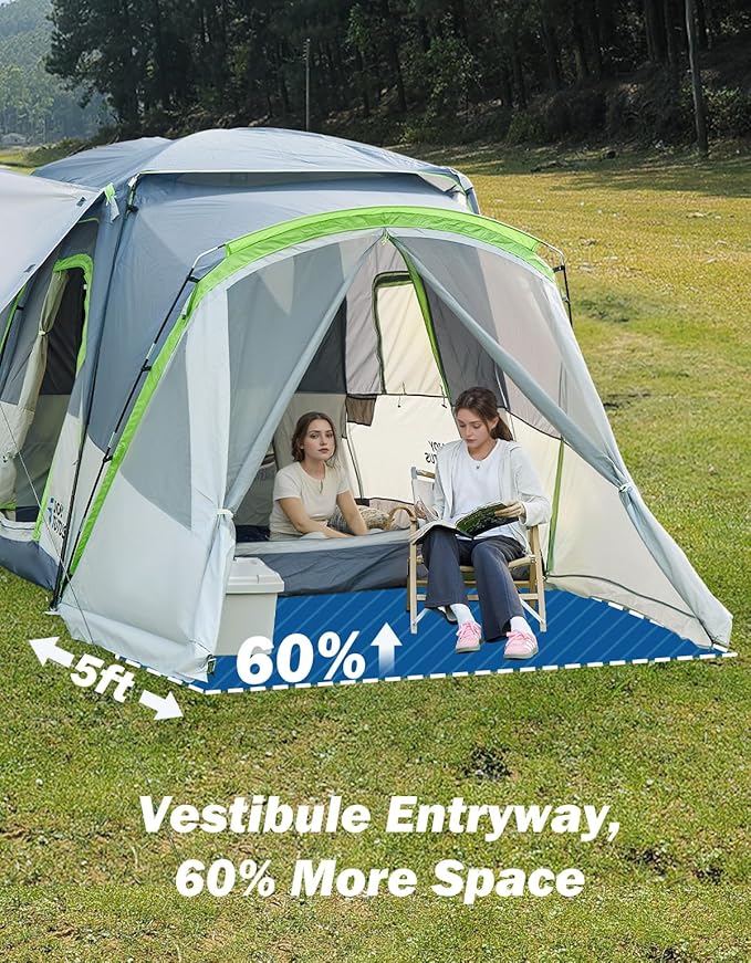 JOYTUTUS SUV Tent with Screen Porch and Awning for Family Camping, 60% More Space Car Tent for 5-9 Person, Dual-Use SUV or Camping with Rainfly, Double Door, Starry Sky Roof, Fit for SUV Car Van