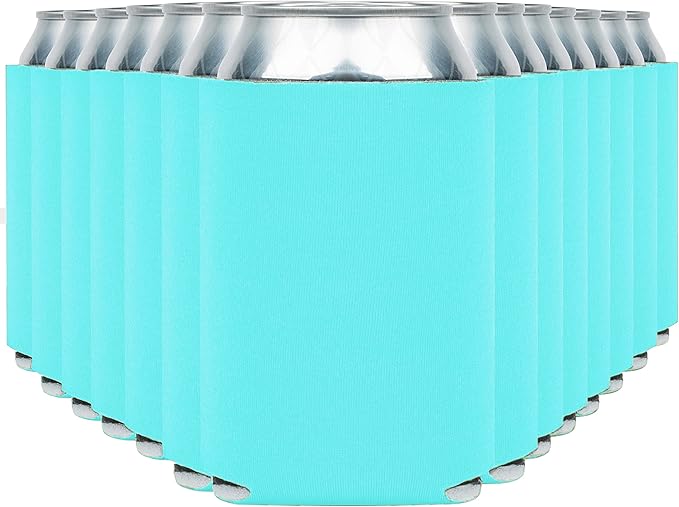 Blank Beer Can Cooler Sleeves (60-Pack) Soft Insulated Beer Can Coolies - HTV Friendly Blank Koolies in Bulk for Beer Cans & Bottles - Coolie Blanks for Vinyl Projects & Wedding Favors (Robins Egg)
