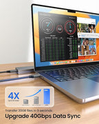 Silkland USB4 for Thunderbolt 4 Cable 1.6FT, 40Gbps Data Transfer, 240W, 8K@60Hz, Short Thunderbolt Cable 0.5M, USB C Data Cable Compatible with Thunderbolt 3, SSD, Hub, Dock, iPhone 17,MacBook, eGPU