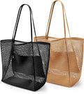 KALIDI Beach Nylon Mesh Tote Bag, Casual Tote Bag Hobo Women Foldable MAX 23L Shoulder Bag For Beach Picnic Vacation