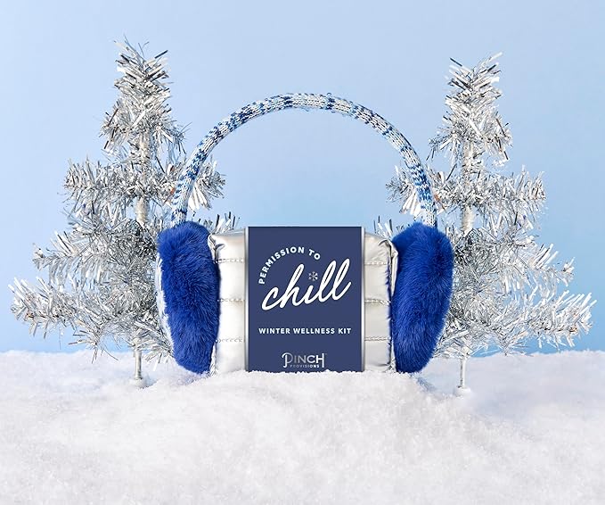 Pinch Provisions Winter Wellness Kit, 8 Skin Care Accessories & Essentials, Self-Care & Spa Gift with Reusable Eye Gels, Silicone Lip Scrubber, Metal Gua Sha, Moisturizing Socks & More