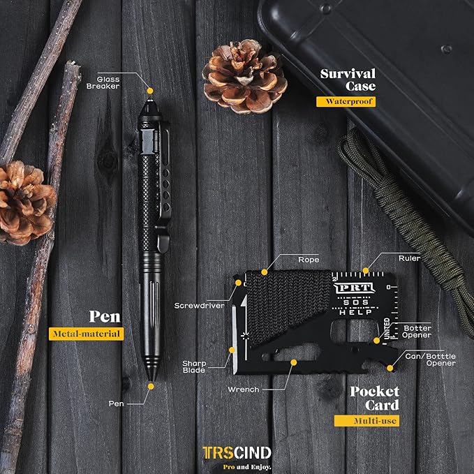 Gifts for Men Dad Husband - Christmas Stocking Stuffers, Birthday Gifts Idea for Him Boyfriend Man- Survival Kit 14 in 1, Survival Gear and Equipment, Fishing Hunting Camping Accessories, Cool Gadgets