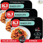 KJ Poultry Kosher Parve Ready Meals - Baked Ziti, MRE Meals Ready to Eat, Halal, (3 Pack) Prepared Entree Fully Cooked, Shelf Stable Microwave Dinner Travel, Military, Camping, Emergency Survival