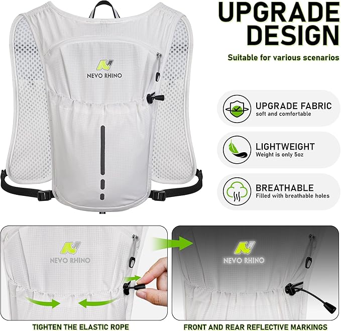 N NEVO RHINO Running Vest, Lightweight Hydration Vest, Insulated Water Backpack with 1.5L Water Bladder for Hiking, Trail, Running,Marathons,Cycling