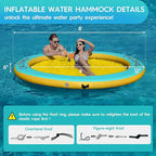 Round Floating Ring Inflatable Water Hammock Heavy Duty River Floats Lake Raft for Adults Tanning Pool Lounger Float Island Platform Pad Mat for Party