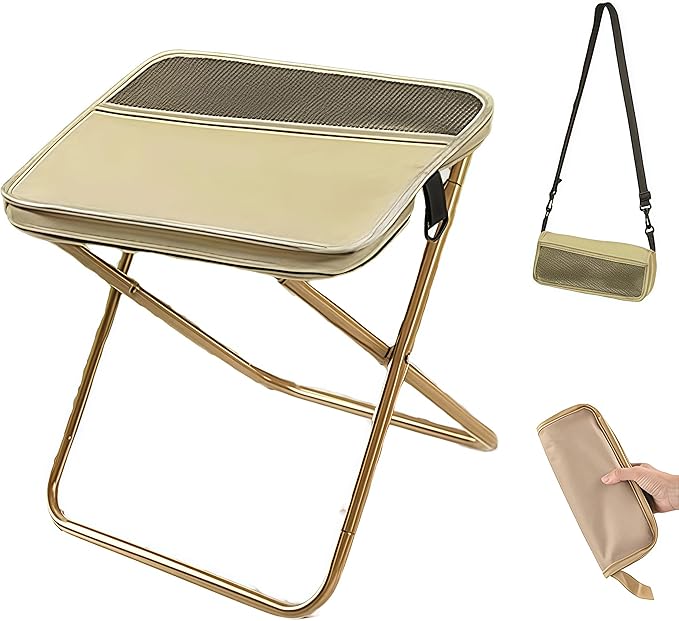 Portable Ultralight Travel Stool - Camping Chair, Foldable Fishing Stool with Carry Keychain,Handbag Style Fold for Backpack, Outdoor Footstool for Picnic Hiking Fishing