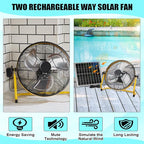 14 Inch Solar Panel Powered Fan, 2 in 1 Solar Panel or AC Charger Powered Fan 12W 9V Portable for Chicken Coop Greenhouse Household Exhaust Camping Travel Outdoor(Yellow)