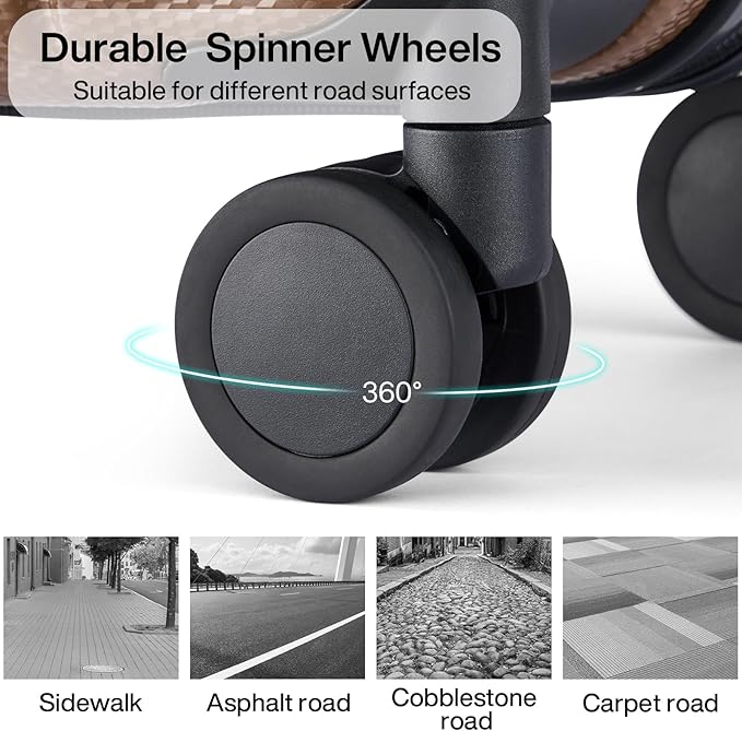 Hanke 14 Inch Underseat Carry On Luggage with Wheels Hard Shell Suitcases Lightweight Small Luggage for Weekender Mini Suitcase Carry On Bag Travel Luggage for Travel Rolling Suitcase.(Brown)