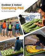 Camping Sleeping Pad,5.9 Inch Thick Camping Mat with Built in Pillow and Foot Pump,Self Inflating Sleeping Pad Ultralight for Camping Backpacking Tent（Green