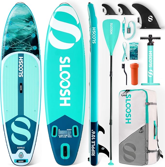 SLOOSH Inflatable Stand Up Paddle Board, 10'6" Paddle Boards with Premium Accessories, Non-Slip EVA Deck, Ultra-Light Carry Bag Pump, Ripple SUP for Youth & Adults of All Skill Levels