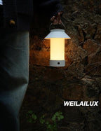 Rechargeable Outdoor Lantern Waterproof, Dimmable Warm White & Flickering Flame Mood Light, Portable Cordless Table Lamp for Patio/Camping/Shower/Emergency Power Outage (White)