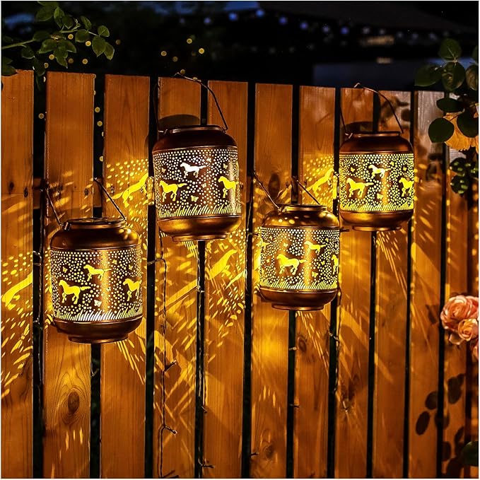 Horse Solar Lanterns Outdoor Waterproof Hanging Solar Lights Horse Gifts for Women Men Metal LED Decorative Light for Yard,Patio,Lawn,Tabletop,Pathway,Landscape,Garden Decor