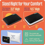 Kids Camping Pillow: Dual-Cover Memory Foam Small Pillow; Medium-Firm Camp Pillow | Mini Pillow w/ 5 Layers for Comfort and Support; Small Travel Pillow/Compact Pillow 10x16 Inches (Black)