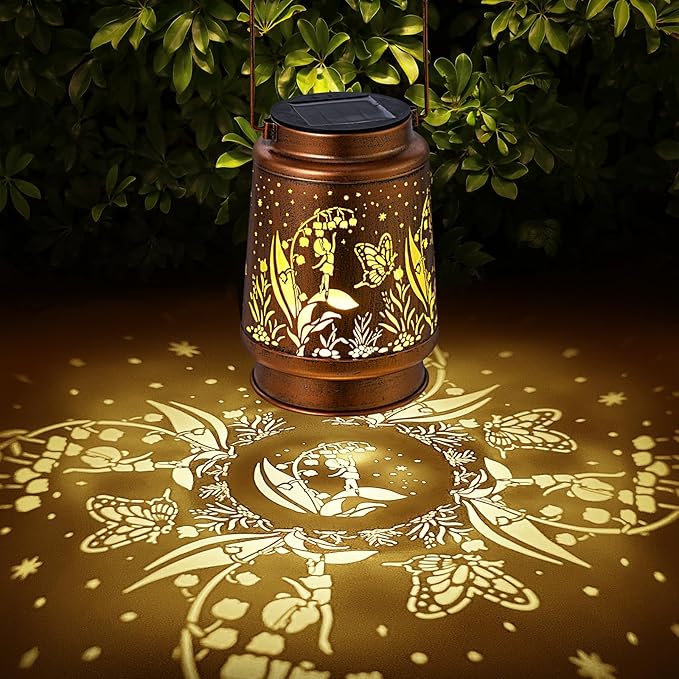 Solar Lanterns Outdoor Waterproof Butterfly Fairy Garden Decorations Gifts for Women Gifts for Mom Grandma Birthday Gifts Hanging Solar Lanterns Outdoor for Garden Decoration, Patio, Lawn, Passageway