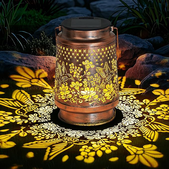 Solar Lantern Outdoor Lamp Waterproof Decorations Garden Decor, Christmas Birthday Gifts for Women, Mom, Grandma Decorative Garden, Yard, Patio, Lawn, Balcony Porch - Hummingbird