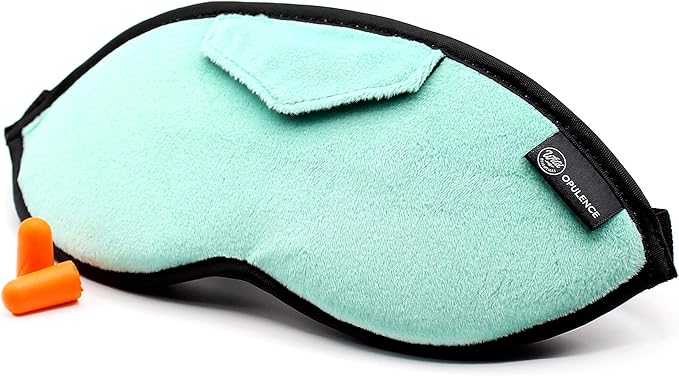 Dream Essentials Opulence Micro Plush Sleep Mask with Soft Foam Earplugs (Calm Sea Green)