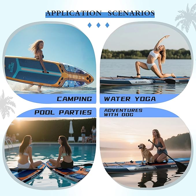 11 ft Extra Wide Inflatable Paddle Board with Accessories, Stand Up Paddleboard for 2 Person, All Around SUP Board for Adults, Fishing, Yoga