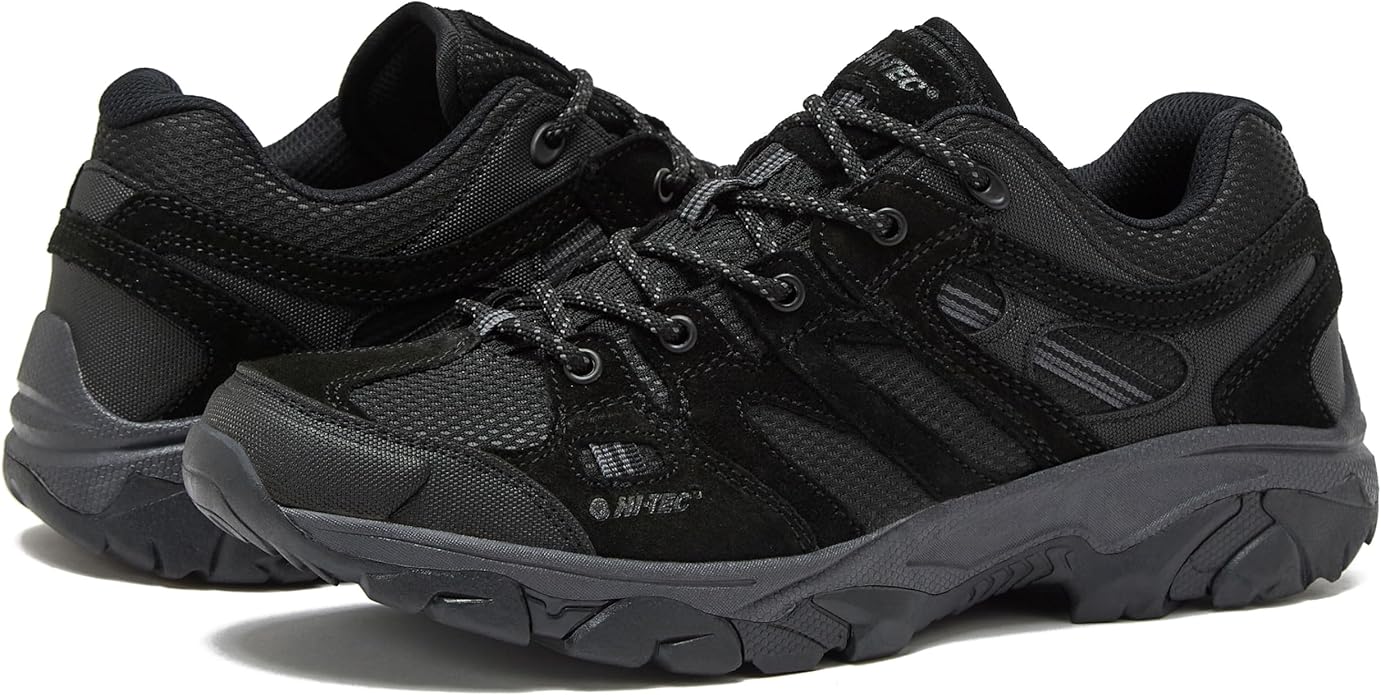 HI-TEC Ridge Low Waterproof Hiking Shoes for Men, Lightweight Breathable Outdoor Trekking and Trail Sneakers, Sizes 7 to 15, Medium and Wide Width