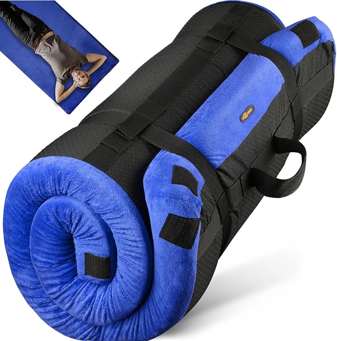 4 Inch GAIALOOP Extra Thick Memory Foam Camping Mattress, Roll Up Floor Sleeping Mat Camp Cot Mattress Pad Travel Camping Couch Bed for Guest Adults Side Sleepers