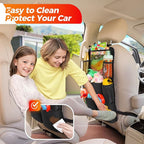 SURDOCA Upgraded Car Organizer with 11-inch Tablet Holder, 8 Pockets, Car Seat Protector for Road Trips - Car Storage and Organizers for Kids, Grey 1PC