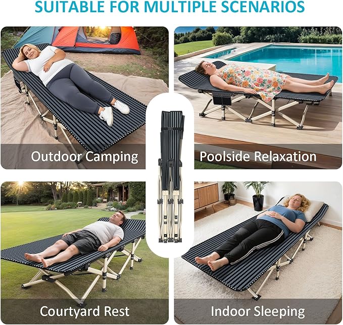 ATORPOK Oversized Camping Cot for Adults, Extra Wide 31.5'' Folding Bed with Carry Bag, Lightweight 500lbs Support, Portable Sleeping Cot for Home, Office, Camping