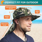 SUN CUBE Sun Hat for Men, Wide Brim Fishing Hat Neck Flap Cover Men, Women, Hiking, Camping, Sun Protection UV, Gardening