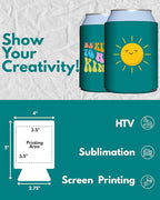 PartyPrints 1000 Pack Teal Blank Can Cooler Sleeves, Customizable Bulk Can Coolers, Extra-Thick Collapsible Drink Insulator Sleeve, Beer Can Coolers for Party Beverages