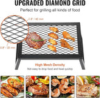 VEVOR Folding Campfire Grill, 18" Portable Camping Grates Over Fire Pit, Heavy Duty Steel Mesh Grate, Camp Fire Cooking Equipment with Legs Carrying Bag, Grilling Rack for Outdoor Open Flame Cooking
