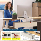 36" Under Desk Cable Management Tray for Home Office, No Drill Cord Organizer for Glass & Wood Table, Anti-Sag Oxford Fabric Wire Management Hider, Fits Surge Protector (Beige, 35.8")