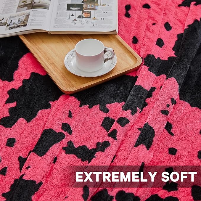 Cow Print Electric Heated Blanket King Size,90X100 Pink Heating Blanket King With Dual Control&Timer&10 Heat Levels,Highland Cow Decor Fleece Sherpa Blankets Warmer Gifts for Bed Women Adults,ETL